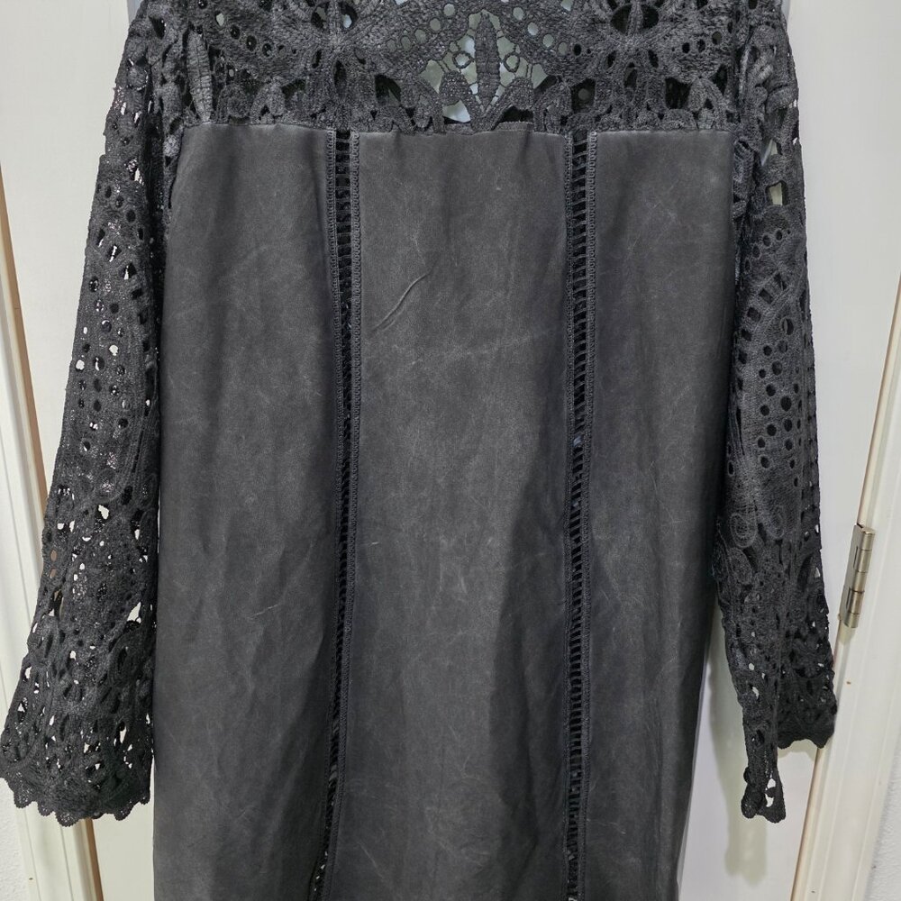 Picadilly Black Embroidered Jacket – Women’s XXL Open Front Lace Overlay - Picture 9 of 12